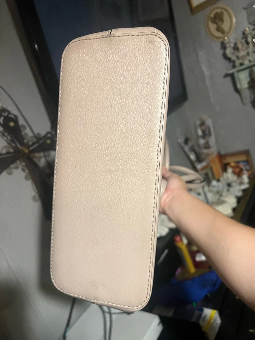 kate spade Pebbled Leather Dome Satchel in Light Beige